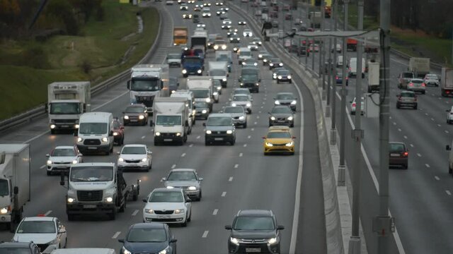 Road security camera for speed pacification installed on the expressway. Cloudy day