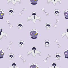 Seamless pattern with halloween attributes - vector illustration, eps stock illustration