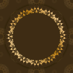 Leaflet in brown color with luxurious gold ornaments for your design.