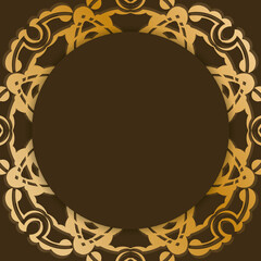 Brown leaflet with vintage gold pattern for your design.