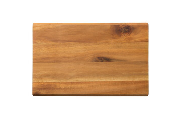 aged dark chopping board out of wood. isolated in white background. top view