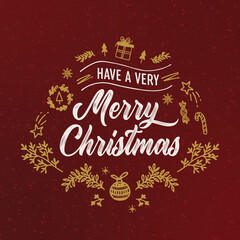 Have a Very Merry Christmas vector text Calligraphic Lettering design card template