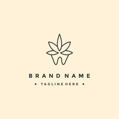 Dental cannabis logo vector design template