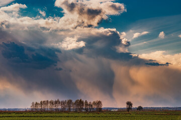 A wonderful thundercloud with lightning in Poland in the Lublin region