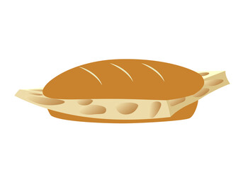 Bocadillo de queso con agujeros sobre fondo blanco