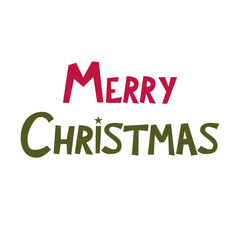 Merry Christmas Beautiful greeting card phrase with lettering text word. Hand drawn design elements. Handwritten lettering isolated vector