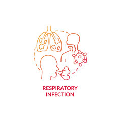 Respiratory infection red gradient concept icon. Pneumonia risk factor abstract idea thin line illustration. Seasonal influenza. High cause of morbidity. Vector isolated outline color drawing