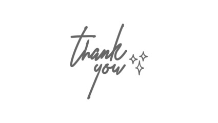 Thank you handwritten inscription with sparkles. Hand drawn lettering. Thanks calligraphic message design. Vector illustration.