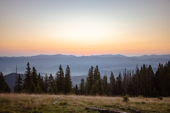 morning in the mountains. sunrise over the mountain tops. incredible beauty of the mountains. © Nazar