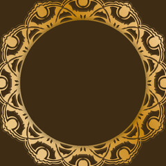 Brown card with abstract gold pattern for your design.