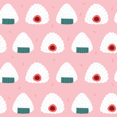 Rice balls seamless pattern, Onigiri pattern background.