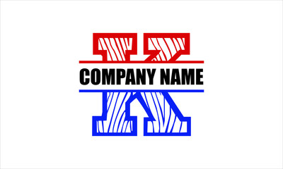 K Alphabet split letter flag abstract monogram vector logo template