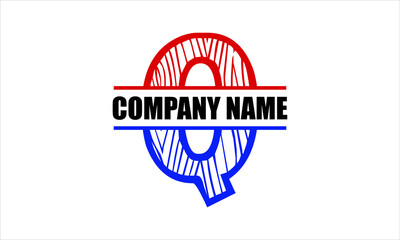 Q Alphabet split letter flag abstract monogram vector logo template