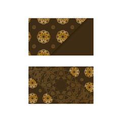 Brown business card template with vintage gold pattern for your personality.