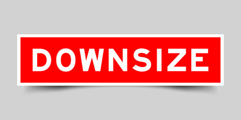 Sticker label with word downsize in red color on gray background