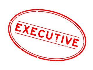 Grunge red executive word oval rubber seal stamp on white background