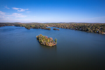 Aerial Drone of Highland Lake New Jersey Foliage 