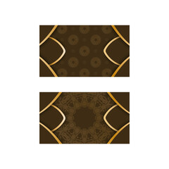 Business card in brown color with vintage gold ornament for your business.