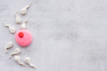 Female ovum and sperm made of plasticine. Pregnancy concept