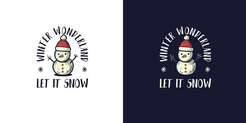 Christmas snowman for the new year. Winter design with iceman for merry christmas holiday