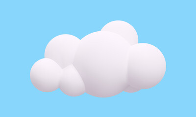 Render soft round cartoon fluffy cloud icon in the blue sky. Vector illustration