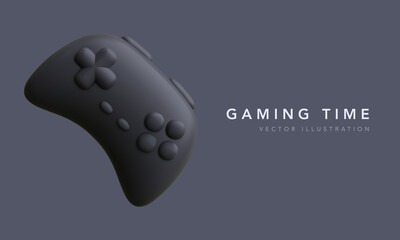 3d realistic gamepad isolated on dark background. Electronic video gamepad, computer devices. Vector illustration