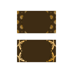 Business card template in brown color with a gold mandala pattern for your personality.