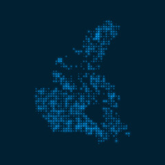 Naklejka na ściany i meble Canada dotted glowing map. Shape of the country with blue bright bulbs. Vector illustration.