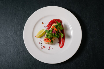 Spring roll is an Asian dish typical of Japanese, Singaporean and Indonesian culinary traditions. Stuffed pancakes.