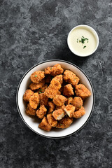 Crispy fried breaded chicken bites