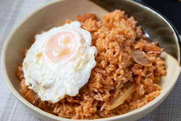 Homemade Kimchi Fried rice with Fried Egg