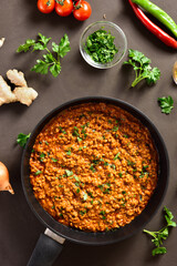 Keema curry in frying pan