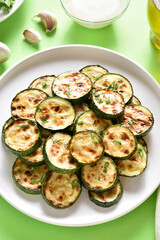 Fried zucchini on plate