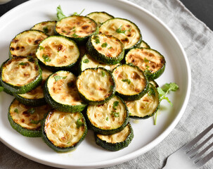 Fried zucchini on plate