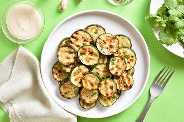 Roasted zucchini on plate