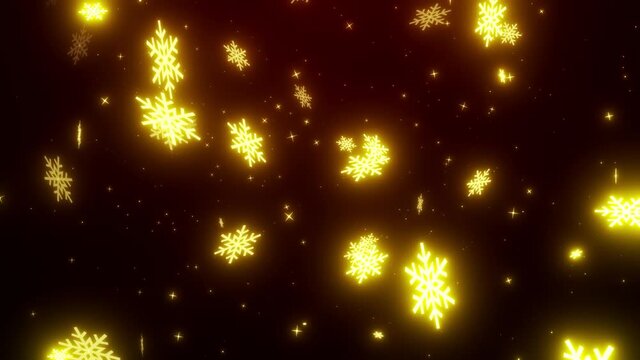 降り注ぐ幻想的な金色の雪の結晶　4K　LOOP　クリスマス　年末　行事