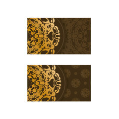 Brown business card template with vintage gold ornaments for your personality.