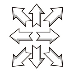 arrow bold outlined black and white collection set vector design