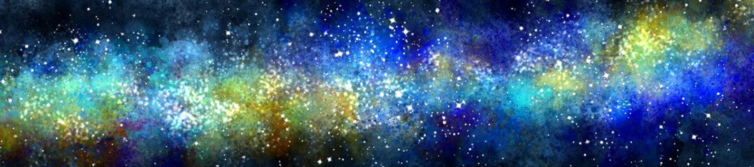 Space background with realistic nebula and lots of shining stars. Infinite universe and starry night. Colorful cosmos with stardust and the Milky Way. 