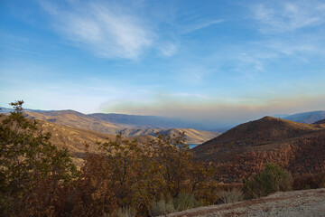 Landscape of the mountains and blue sky with white clouds