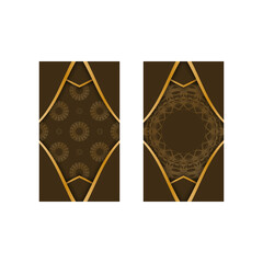 Brown business card with mandala gold pattern for your personality.