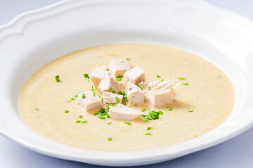 creamy chicken soup with chive