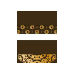 Business card in brown with vintage gold pattern for your business.