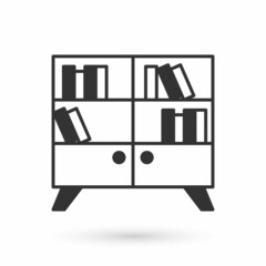 Grey Library bookshelf icon isolated on white background. Vector
