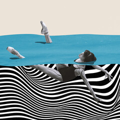 Contemporary art collage, modern design. Inspiration, ideas, trendy magazine style. Surrealism
