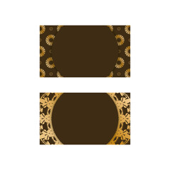 Brown business card with Indian gold pattern for your personality.