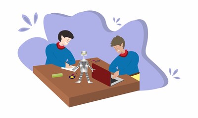 Classroom activities design robots, perfect for educational and technology books and magazines and suitable for other business purposes.