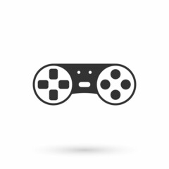 Grey Game controller or joystick for game console icon isolated on white background. Vector