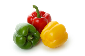Multi-colored bell pepper isolated on white background