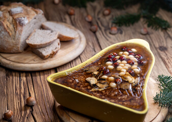 Rough pate with hazelnuts and mushrooms
